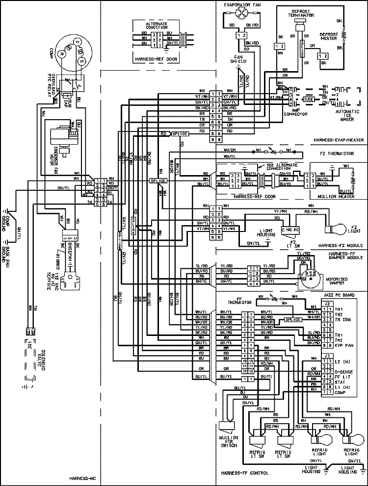 WIRING INFORMATION Diagram and Parts List for AFB2534DEB  Amana Refrigerator