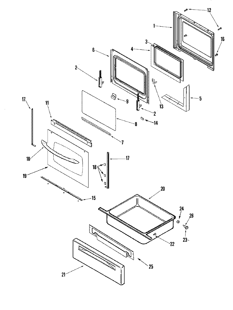 DOOR / DRAWER Diagram and Parts List for PGR5750LDQ  Maytag Range