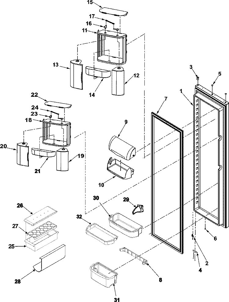 REFRIGERATOR DOOR Diagram and Parts List for AS2626GEKS  Amana Refrigerator