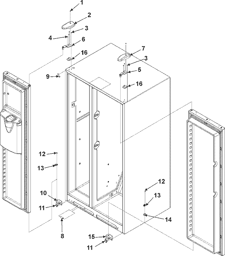 HINGES Diagram and Parts List for AS2626GEKS  Amana Refrigerator