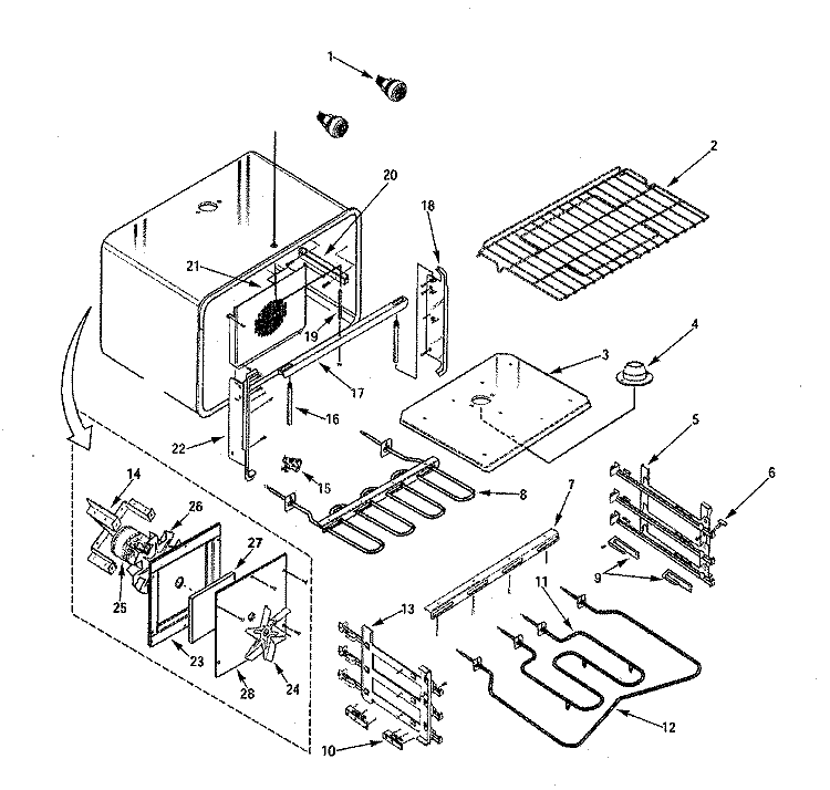 OVEN Diagram and Parts List for PRD3030NP  Jenn-Air Cooktop