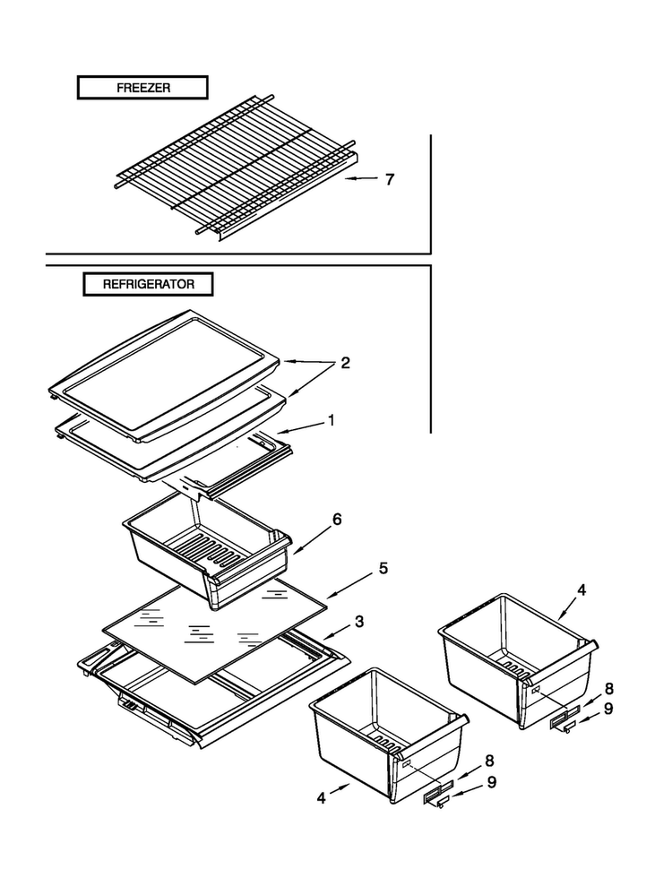 Shelf Parts Diagram and Parts List for A8TXNGFXW01  Amana Refrigerator
