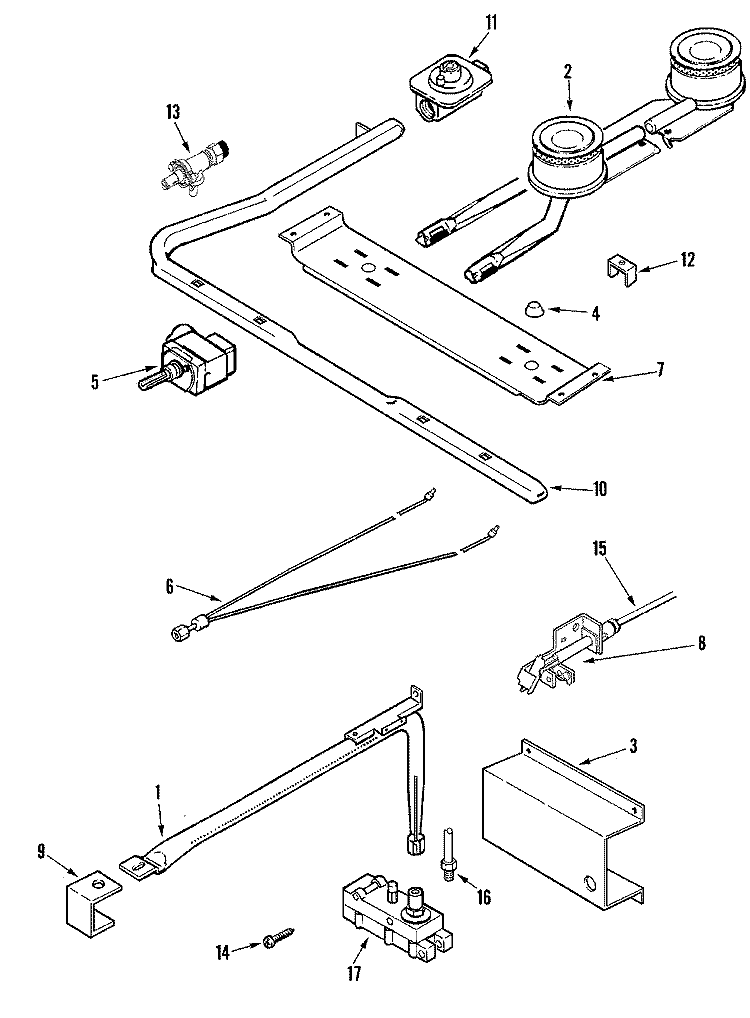 GAS CONTROLS Diagram and Parts List for CG11000ADV  Crosley Range