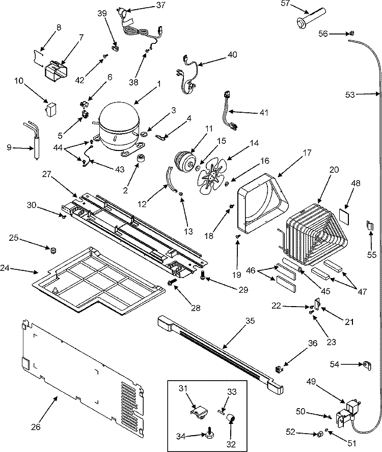 COMPRESSOR Diagram and Parts List for CTF1826ARQ  Magic Chef Refrigerator