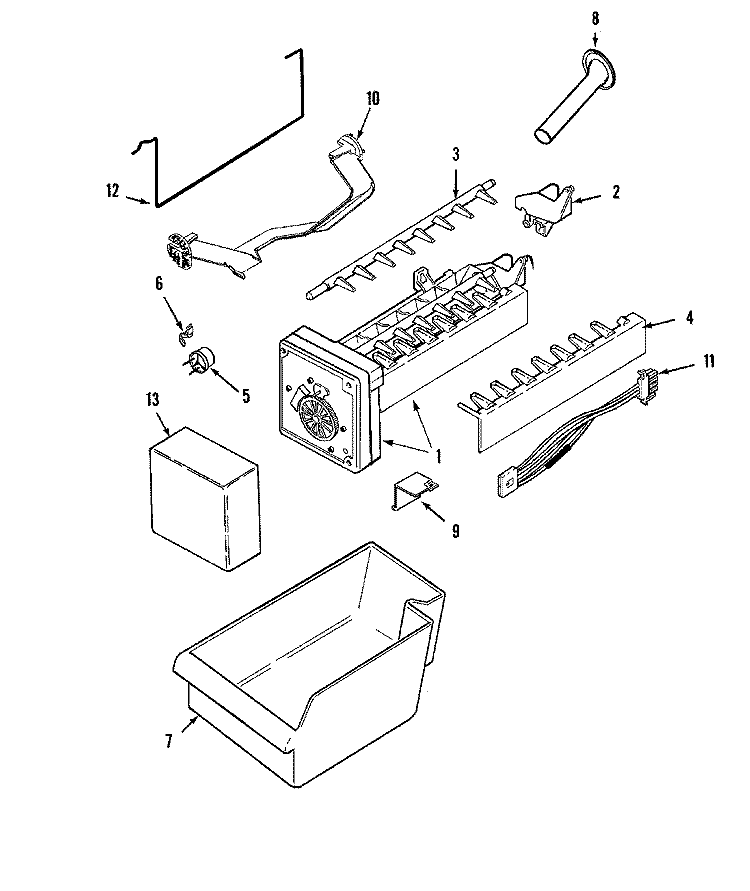 ICE MAKER Diagram and Parts List for ATF1836ARW  Amana Refrigerator