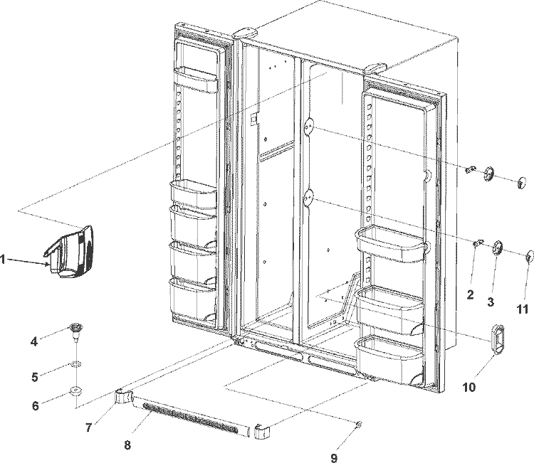 LIGHT COVERS AND TOE GRILLE Diagram and Parts List for ASD2328HES  Amana Refrigerator
