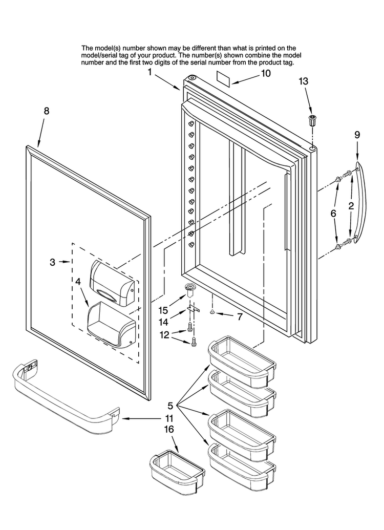 Refrigerator Door Parts Diagram and Parts List for ABL2227VES10  Amana Refrigerator