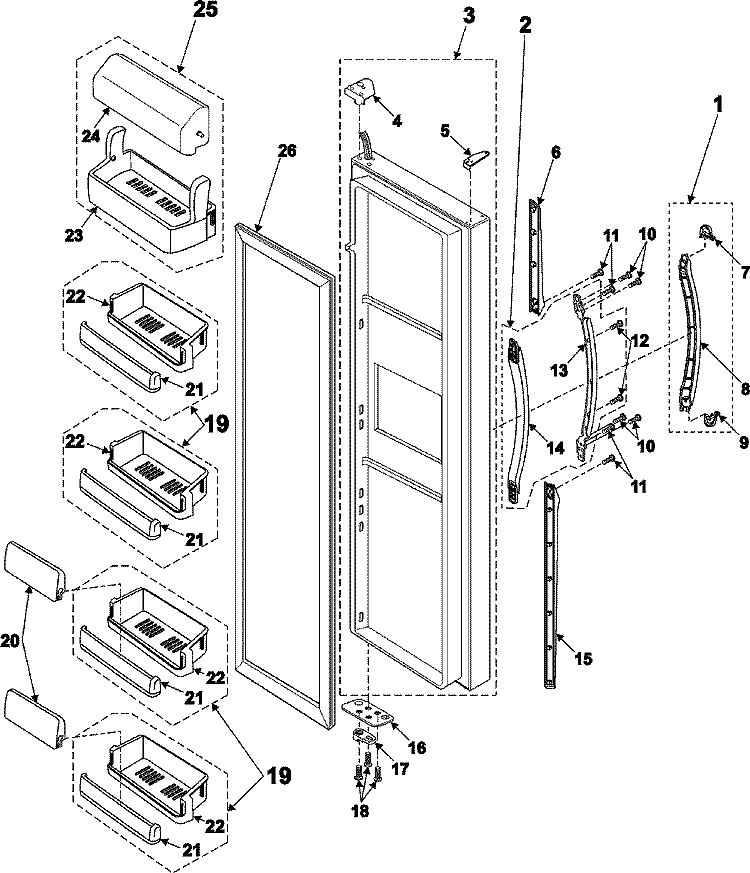 REFRIGERATOR DOOR Diagram and Parts List for RS2555SL  Maytag Refrigerator