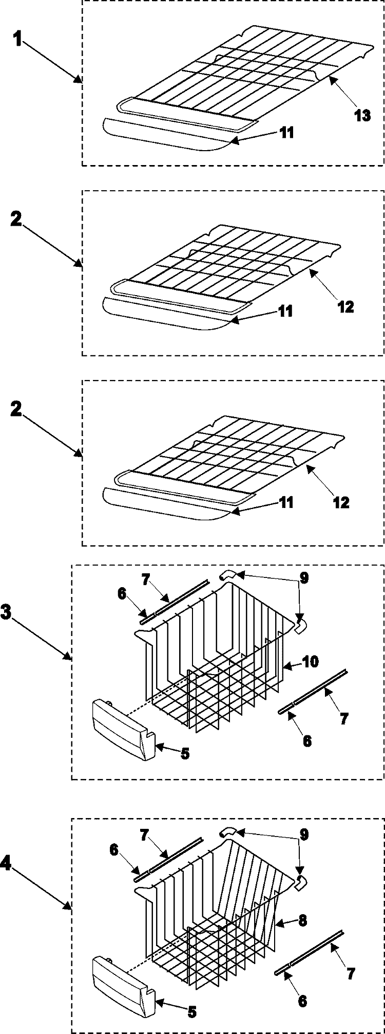 FREEZER SHELVES Diagram and Parts List for RS2533VQ  Maytag Refrigerator