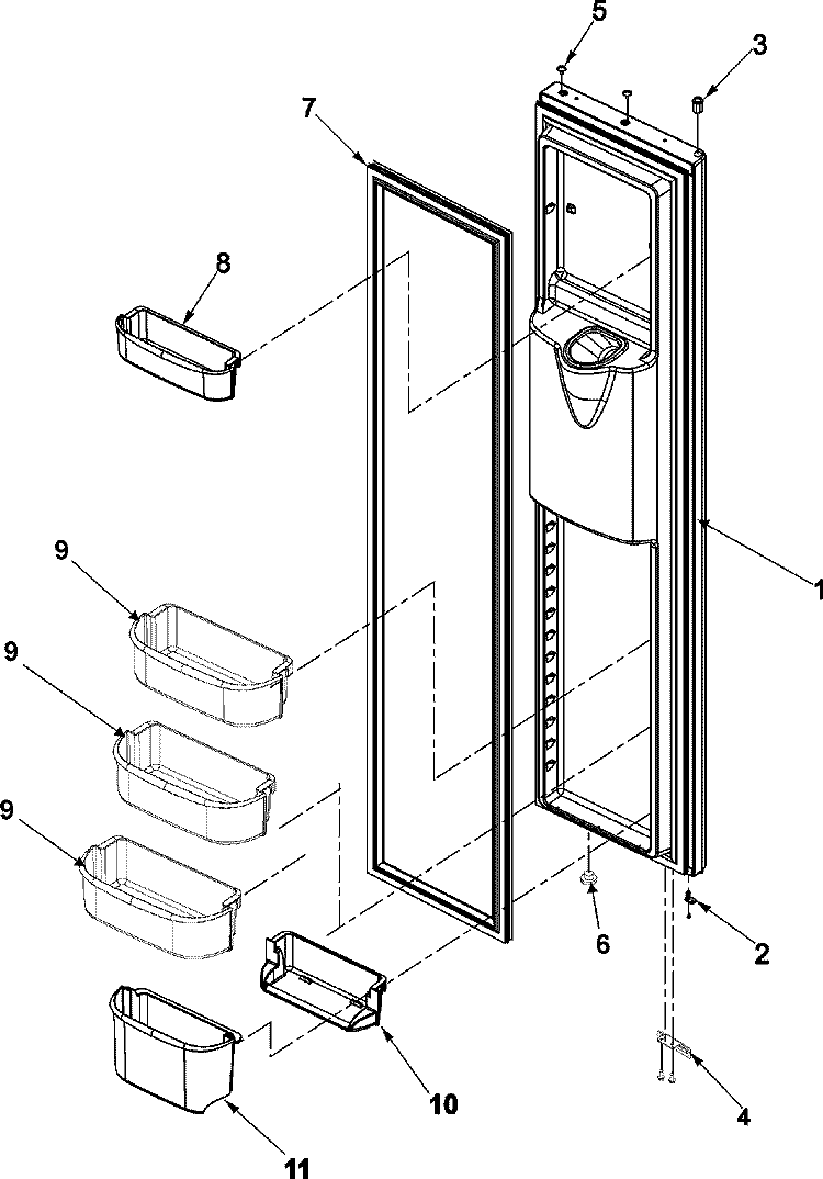 FREEZER DOOR Diagram and Parts List for AS2324GEKB  Amana Refrigerator