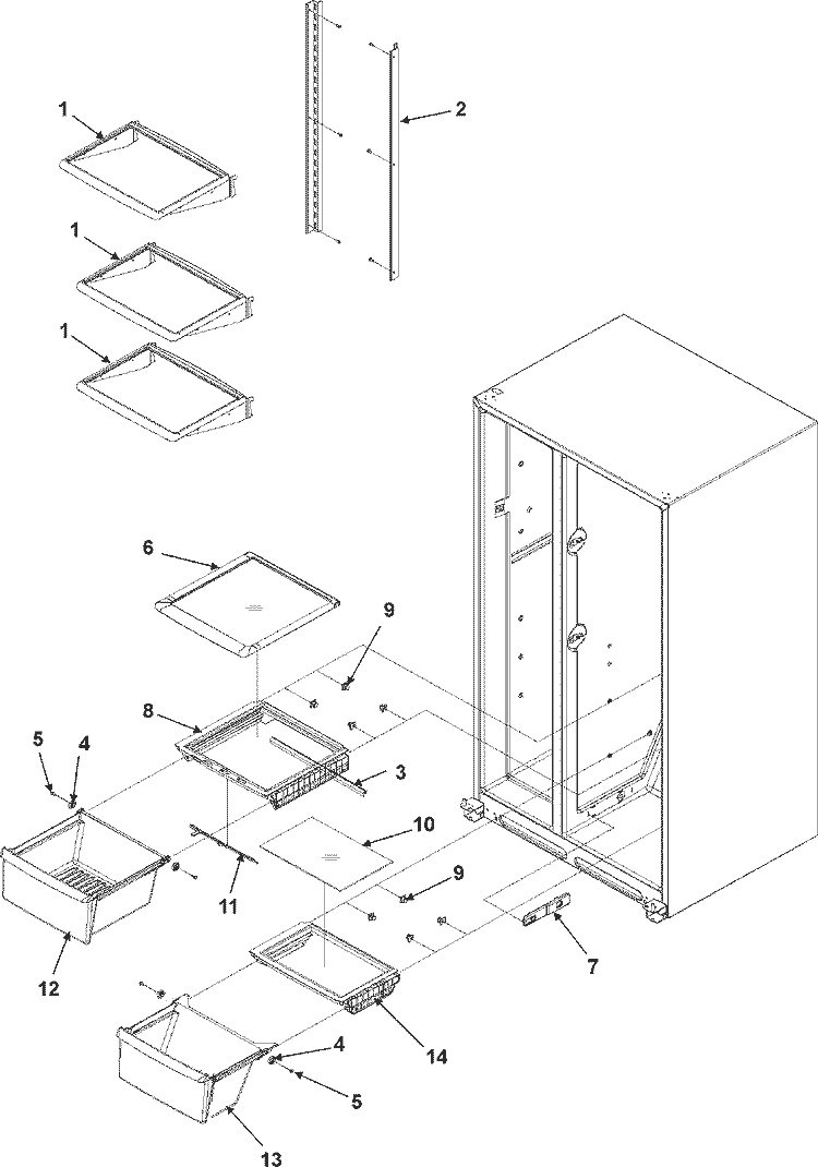 CRISPER ASSY & DELI ASSY Diagram and Parts List for AS2324GEKB  Amana Refrigerator