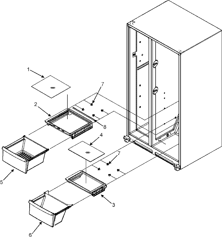 CRISPER ASSEMBLY Diagram and Parts List for CS26G8DQ  Crosley Refrigerator