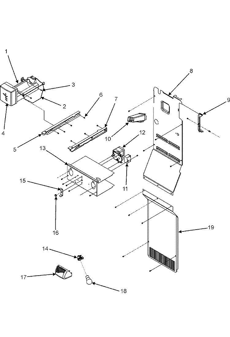 FREEZER COMPARTMENT Diagram and Parts List for CS26G8DQ  Crosley Refrigerator