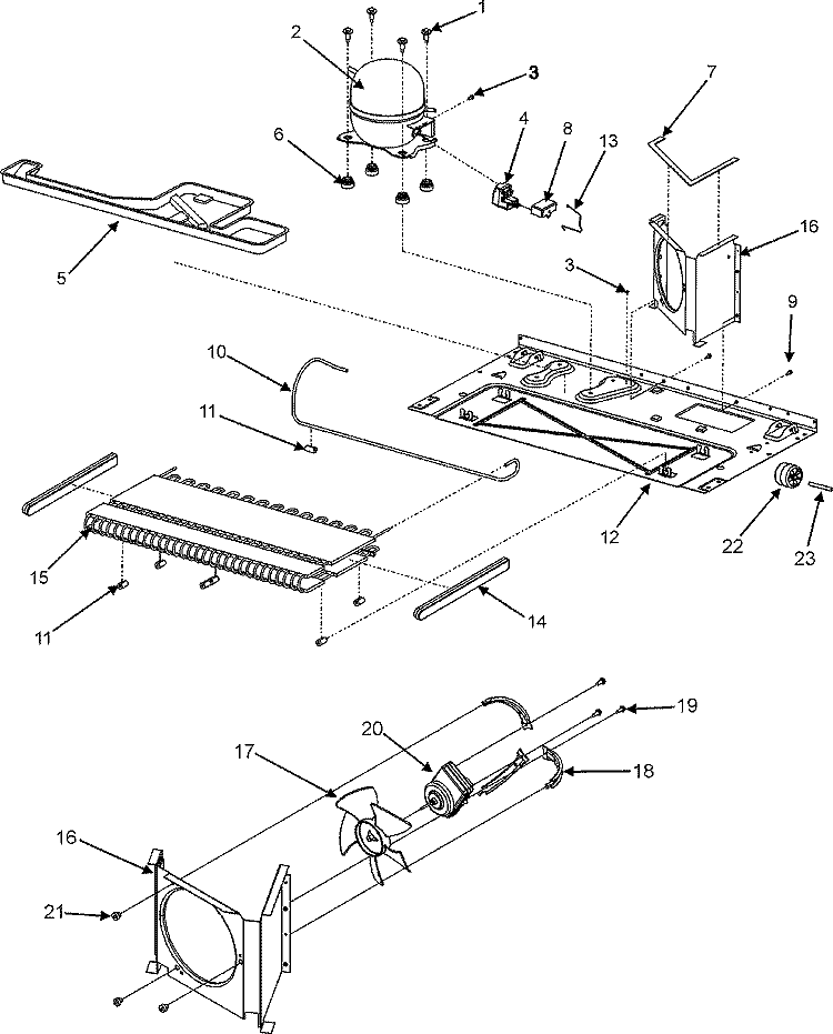 COMPRESSOR Diagram and Parts List for MSD2359KES  Maytag Refrigerator