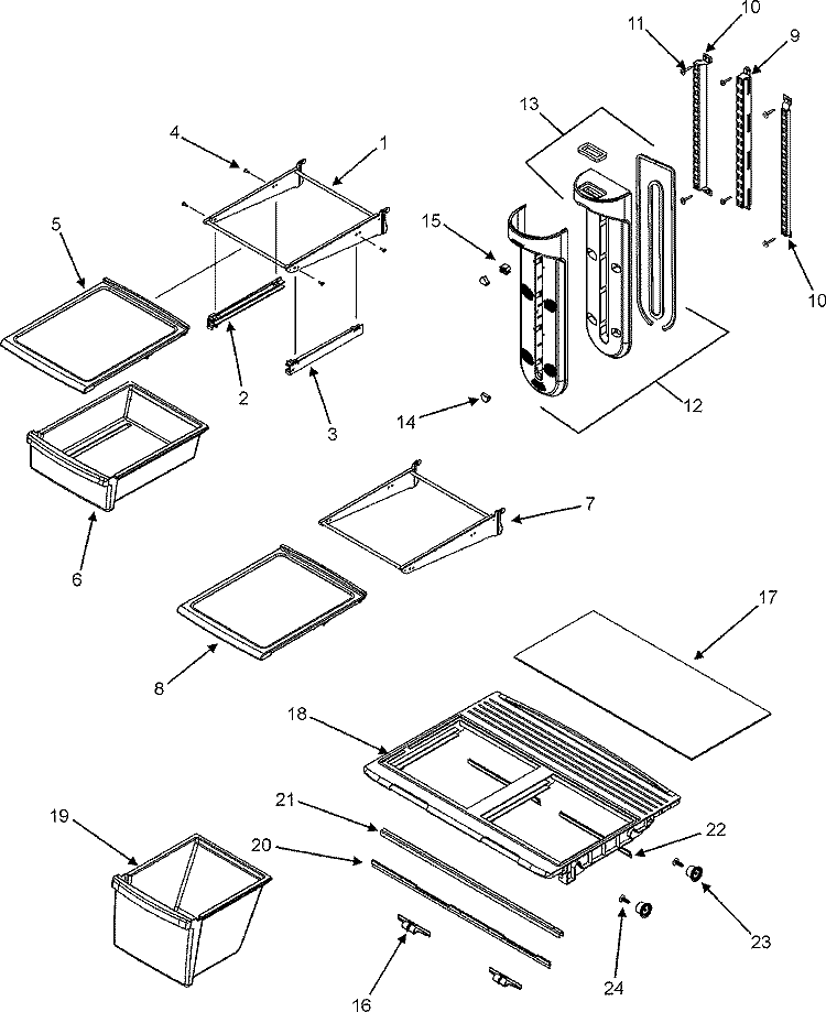 SHELVES & ACCESSORIES Diagram and Parts List for ATB1836ARQ  Amana Refrigerator