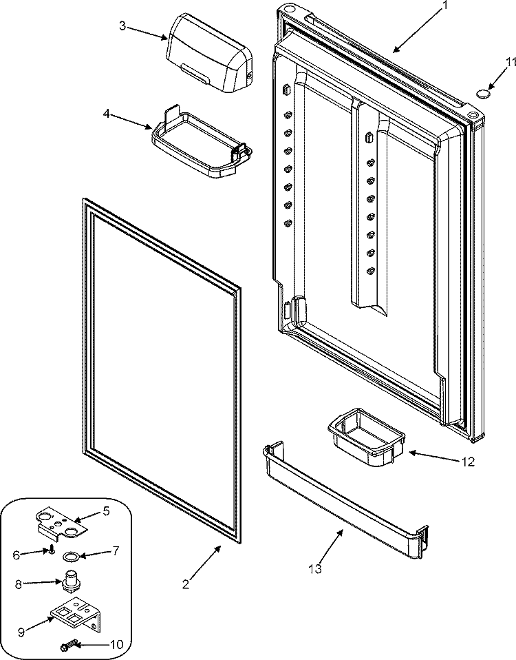 FRESH FOOD DOOR Diagram and Parts List for ATB1836ARQ  Amana Refrigerator
