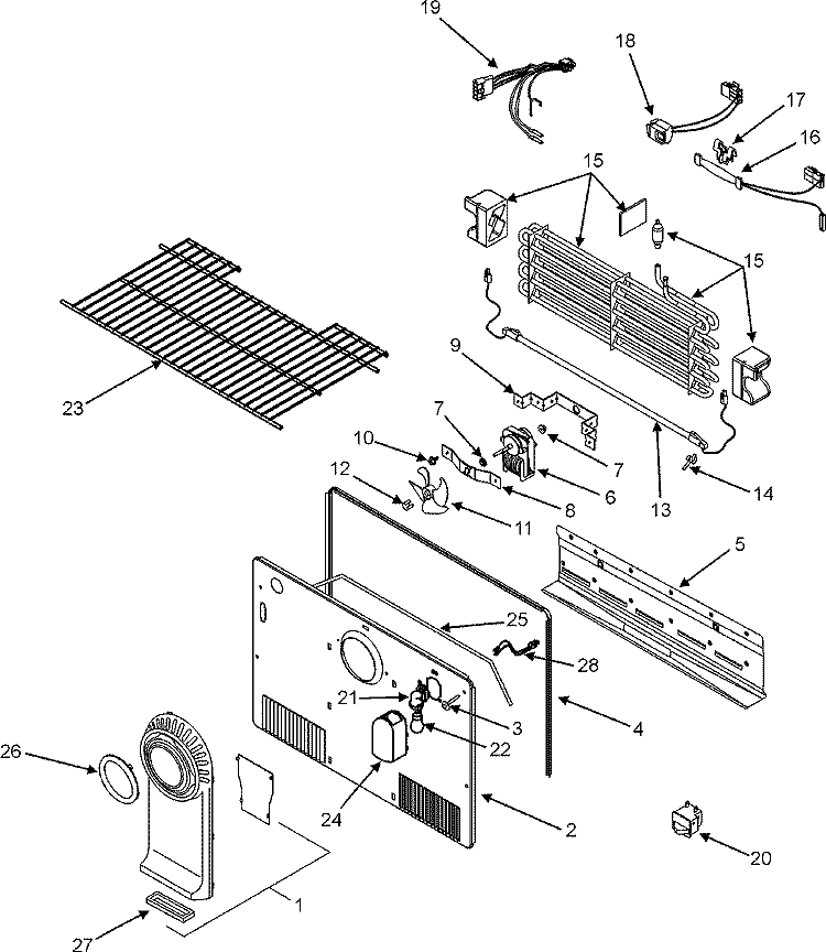 FREEZER COMPARTMENT Diagram and Parts List for ATF1836ARW  Amana Refrigerator