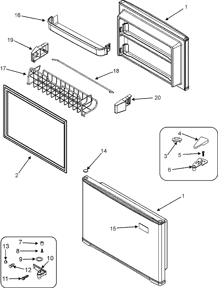 FREEZER DOOR Diagram and Parts List for ATB1838AEW  Amana Refrigerator