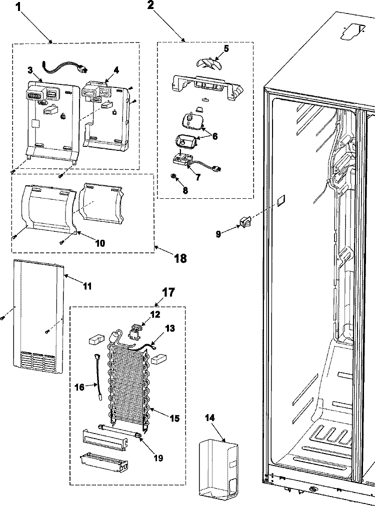 FREEZER COMPARTMENT Diagram and Parts List for RS2630WW  Maytag Refrigerator
