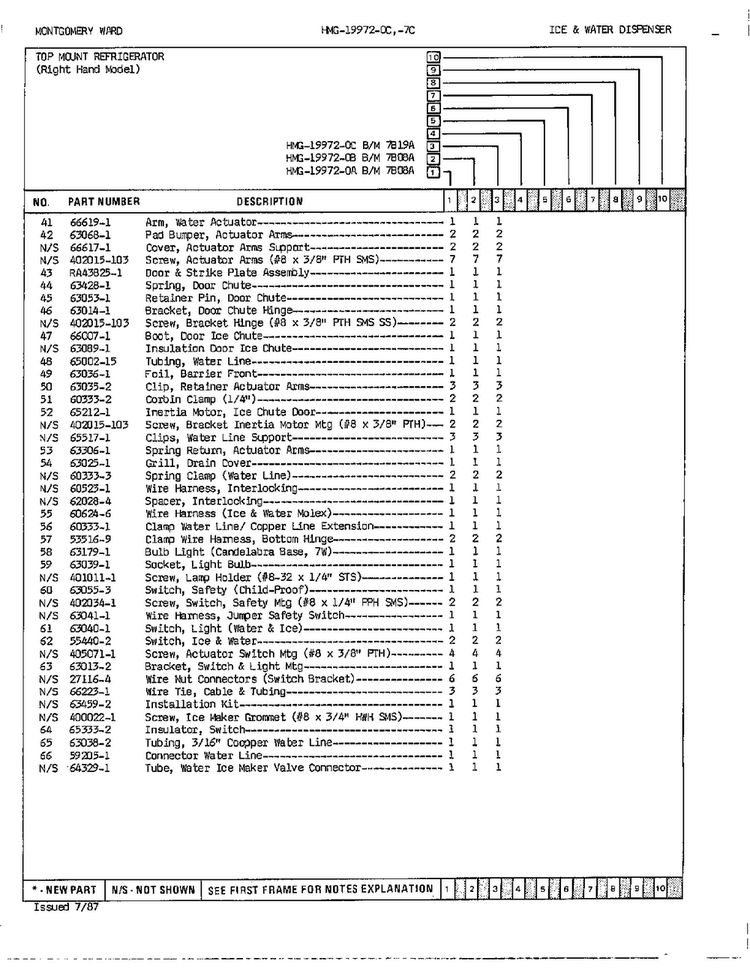 Ice/water Dispenser Page 3 Diagram and Parts List for 19972C  Admiral Refrigerator
