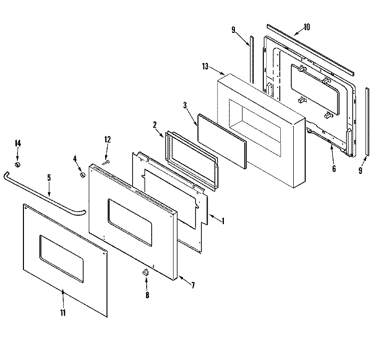 DOOR (UPPER & LOWER) Diagram and Parts List for CWG3600AAS  Maytag Wall Oven