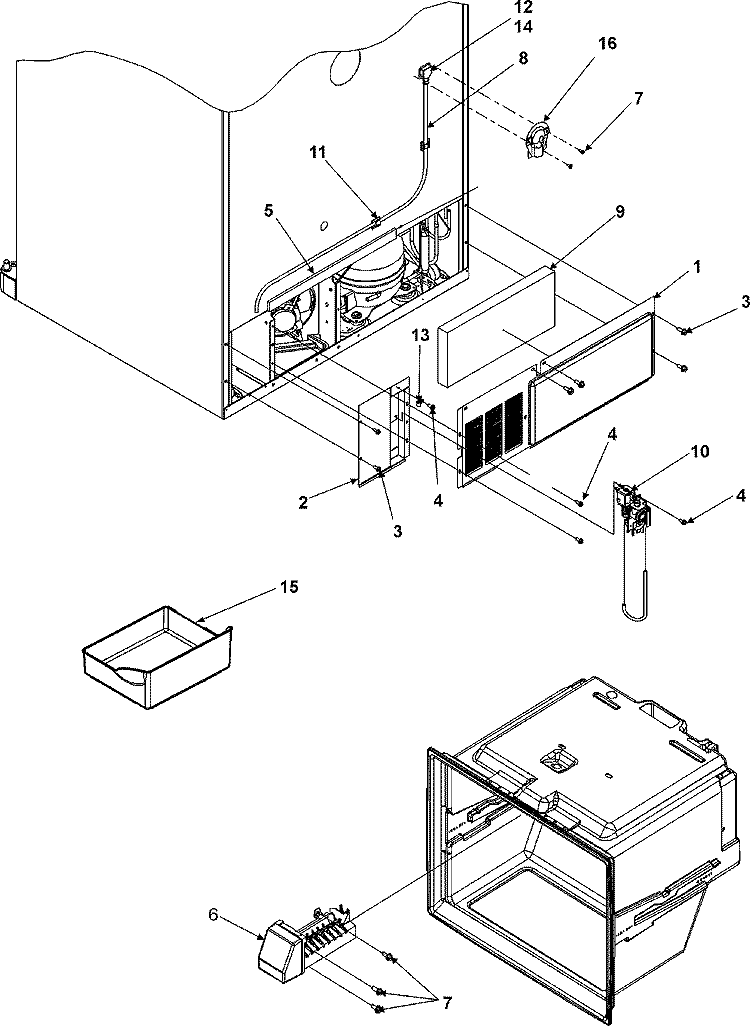 CABINET BACK Diagram and Parts List for AFC2033DRB  Amana Refrigerator
