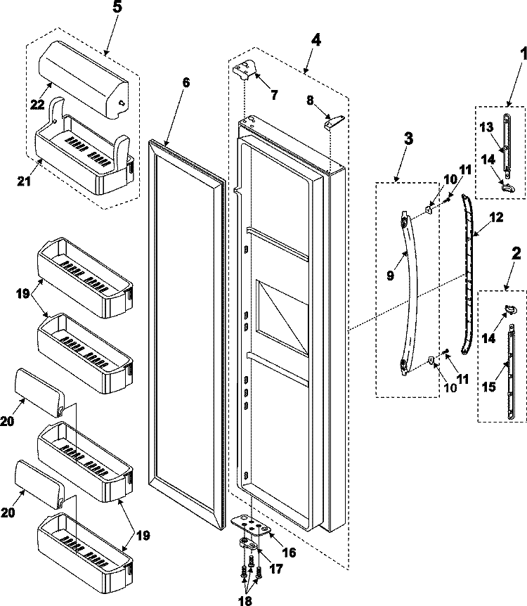 REFRIGERATOR DOOR Diagram and Parts List for RS2520SW  Maytag Refrigerator