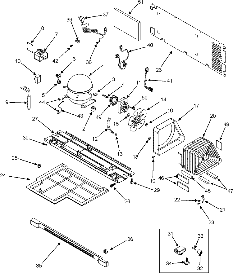 COMPRESSOR Diagram and Parts List for ATB1838AEW  Amana Refrigerator