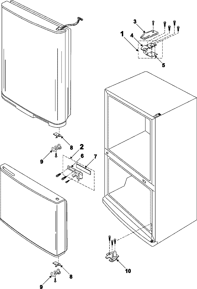 HINGES Diagram and Parts List for RB1944SL  Magic Chef Refrigerator