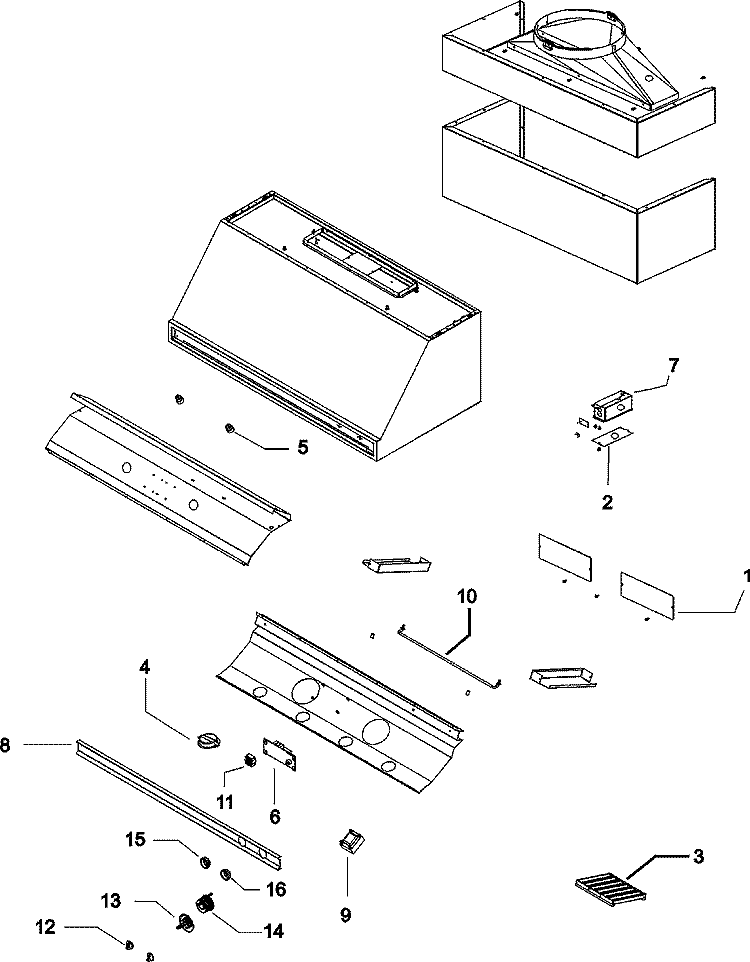 VENT HOOD Diagram and Parts List for DVH30  Dynasty Range Hood