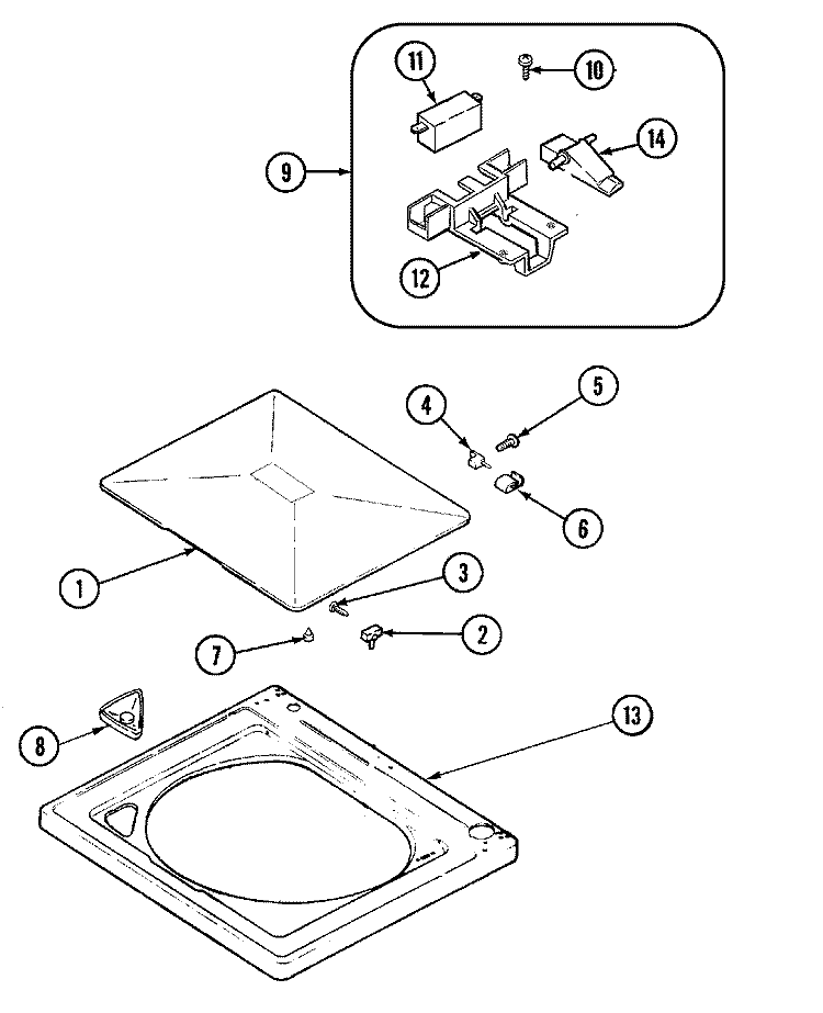 TOP Diagram and Parts List for HAV2357AWW  Maytag Washer
