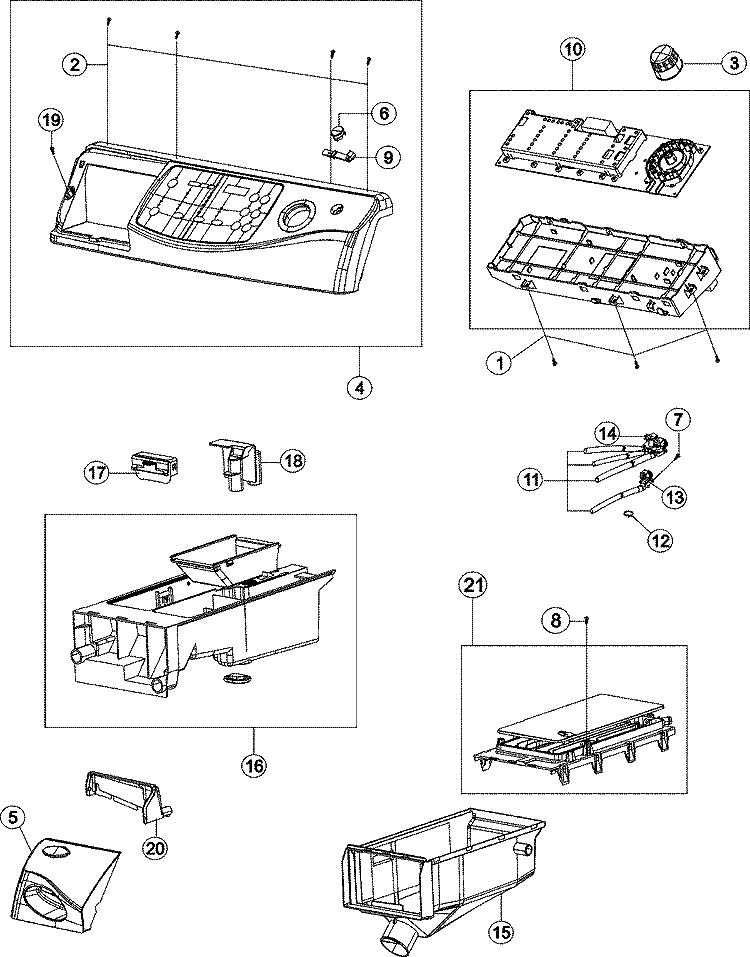CONTROL PANEL Diagram and Parts List for MAH9700AWM  Maytag Washer
