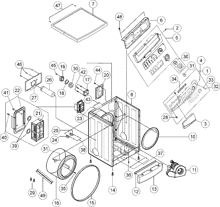 CABINET - CONTROL PANEL Diagram and Parts List for MDE2440AGW  Maytag Dryer