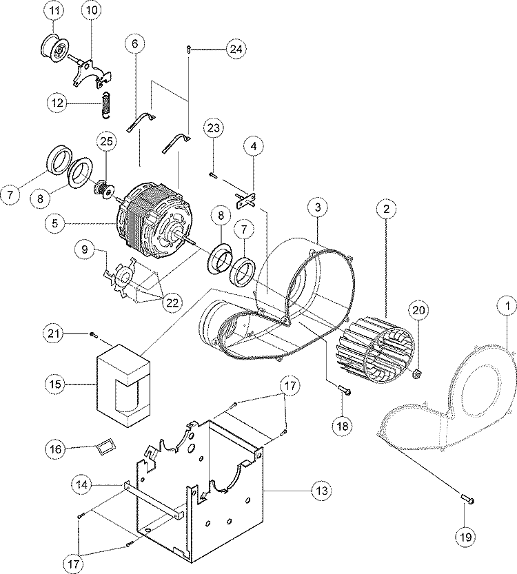 MOTOR - FAN - DUCT Diagram and Parts List for MDE2440AGW  Maytag Dryer