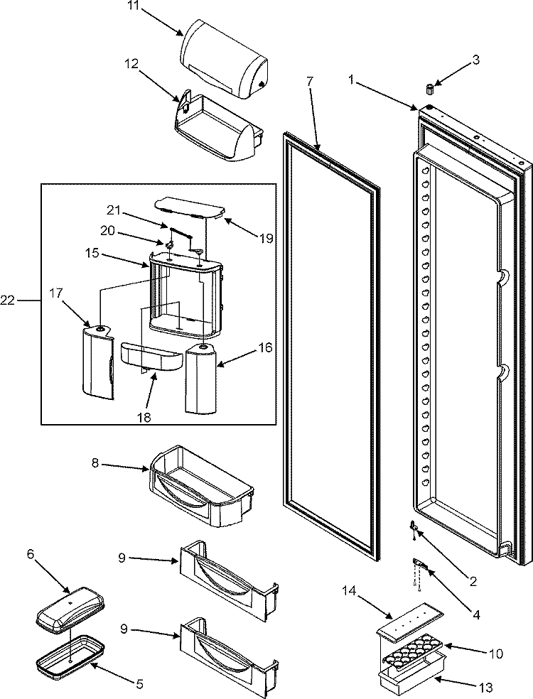 REFRIGERATOR DOOR (INTERIOR) Diagram and Parts List for JCD2297KEF  Jenn-Air Refrigerator