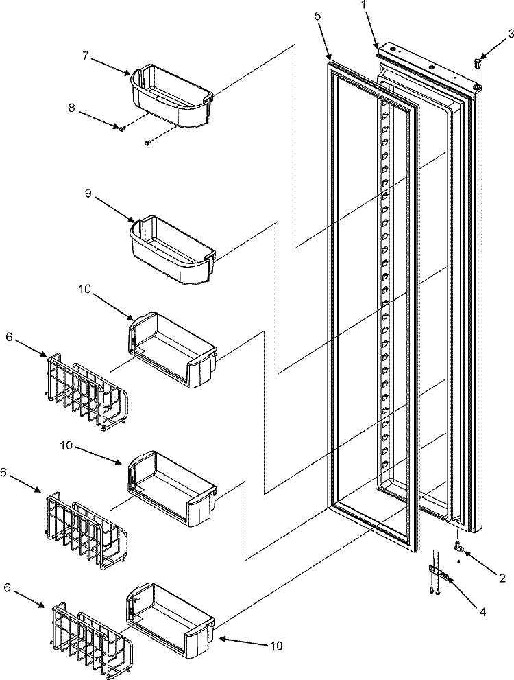 FREEZER DOOR (INTERIOR) Diagram and Parts List for JCB2287KEF  Jenn-Air Refrigerator