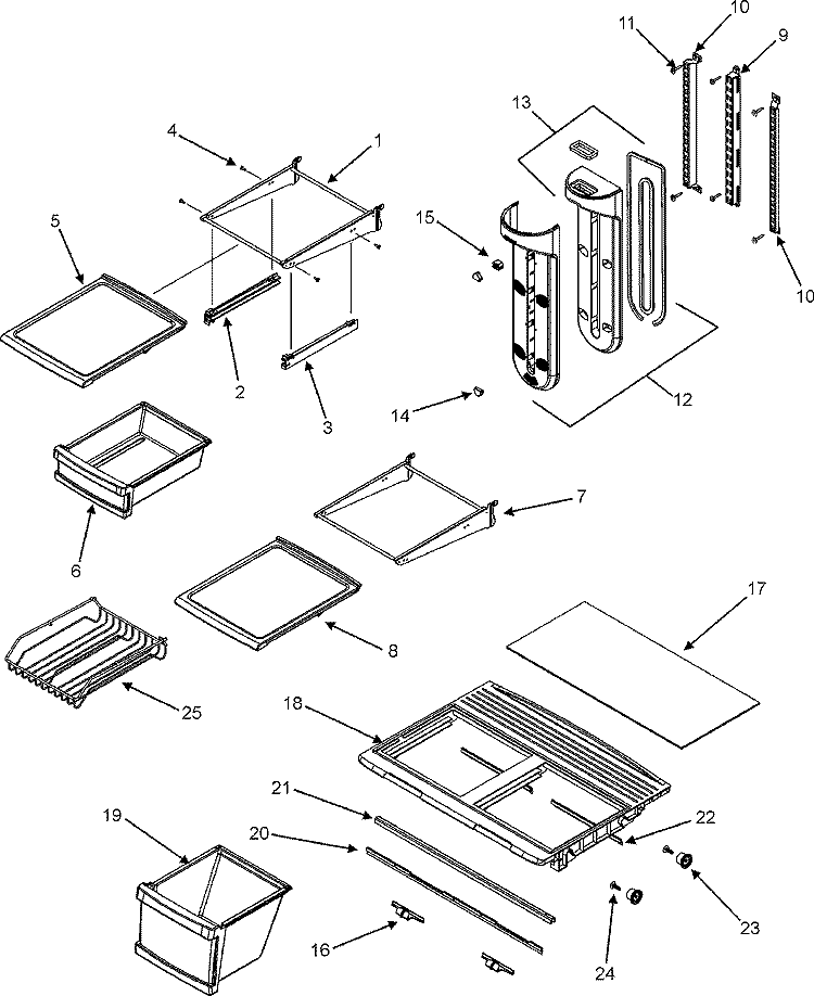SHELVES & ACCESSORIES Diagram and Parts List for ATB1838AEW  Amana Refrigerator