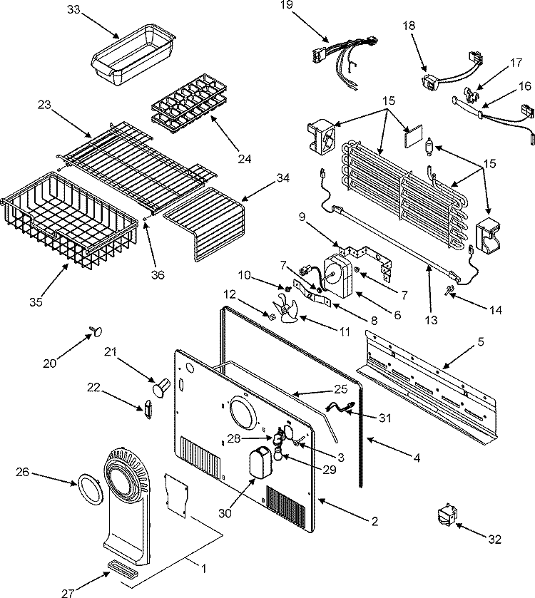 FREEZER COMPARTMENT Diagram and Parts List for ATB1838AEW  Amana Refrigerator