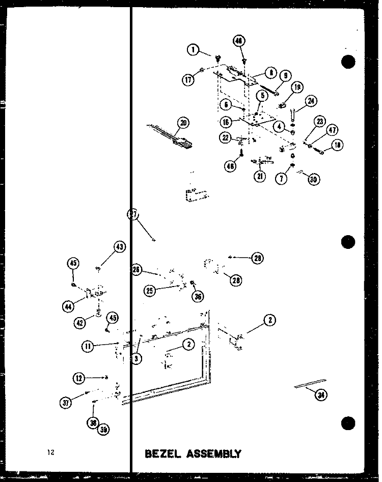 BEZEL ASSY Diagram and Parts List for RC-10S P7264902M Amana Microwave