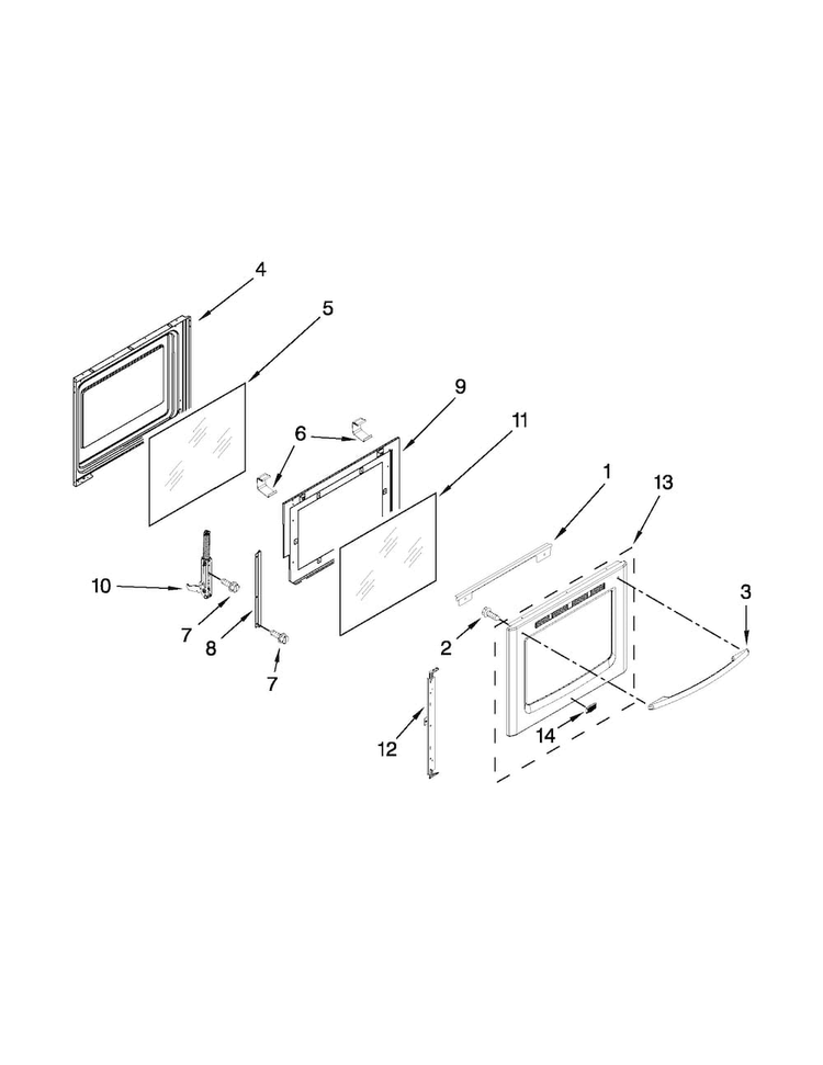 Door Parts Diagram and Parts List for MGR8880AS1  Maytag Range