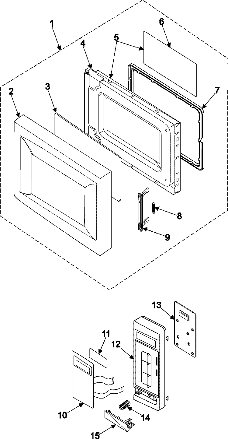 CONTROL PANEL / DOOR ASSEMBLY Diagram and Parts List for MR1031UWC  Amana Microwave
