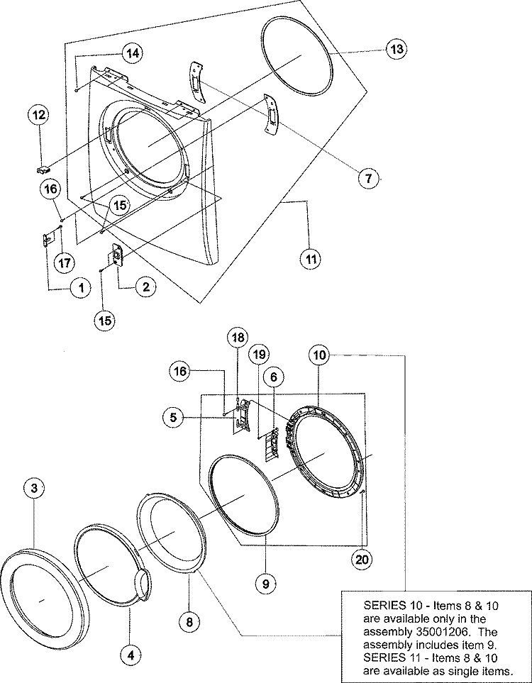 FRONT - DOOR Diagram and Parts List for MDE9700AZM  Maytag Dryer