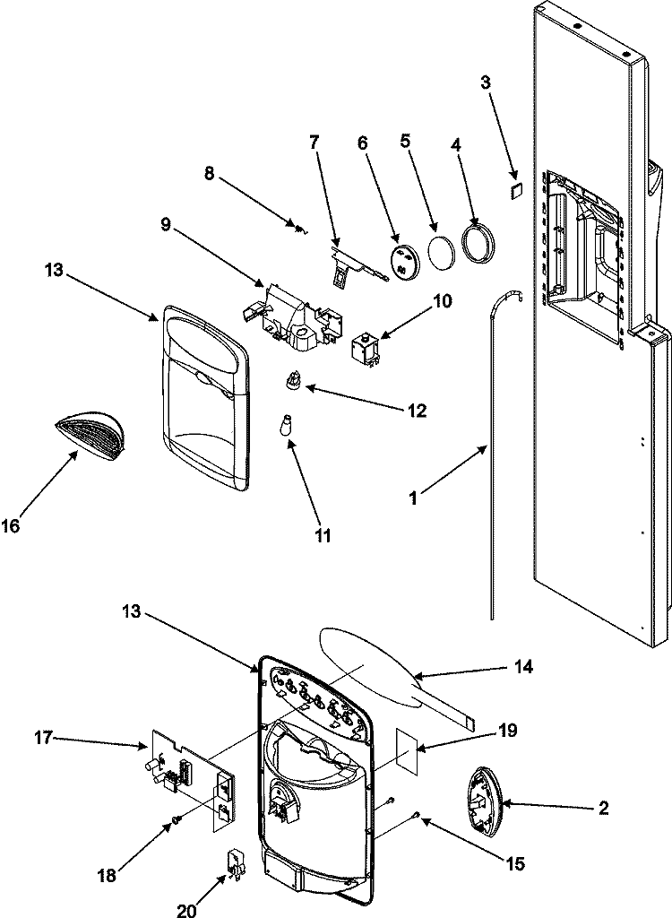 FOUNTAIN Diagram and Parts List for MZD2669KEB  Maytag Refrigerator