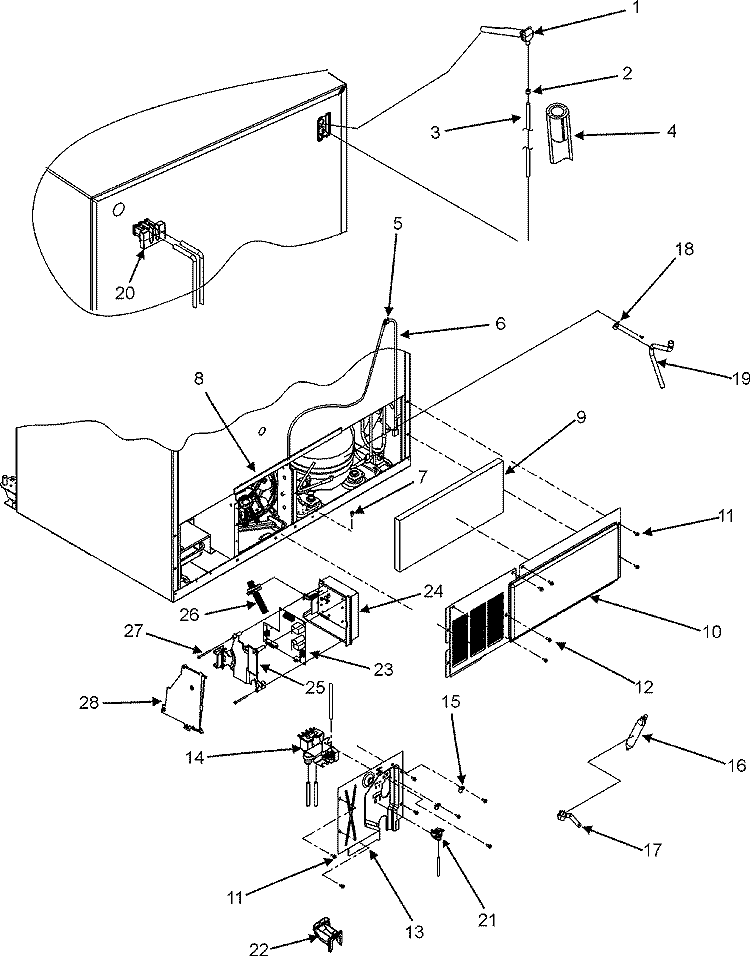 CABINET BACK Diagram and Parts List for MZD2669KEB  Maytag Refrigerator