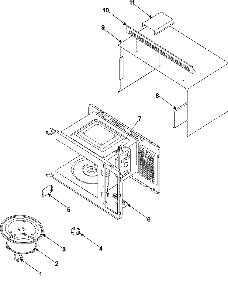 BODY / CAVITY / ELEMENTS Diagram and Parts List for MR5492W01  Amana Microwave