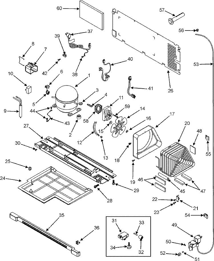 COMPRESSOR Diagram and Parts List for ATF2138AES  Amana Refrigerator