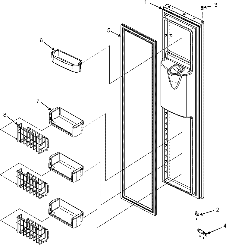FREEZER DOOR (INTERIOR) Diagram and Parts List for JSD2697KEY  Jenn-Air Refrigerator
