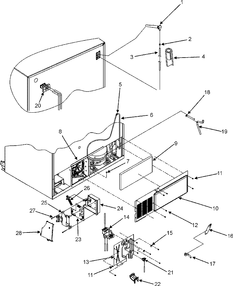 CABINET BACK Diagram and Parts List for JSD2697KEY  Jenn-Air Refrigerator