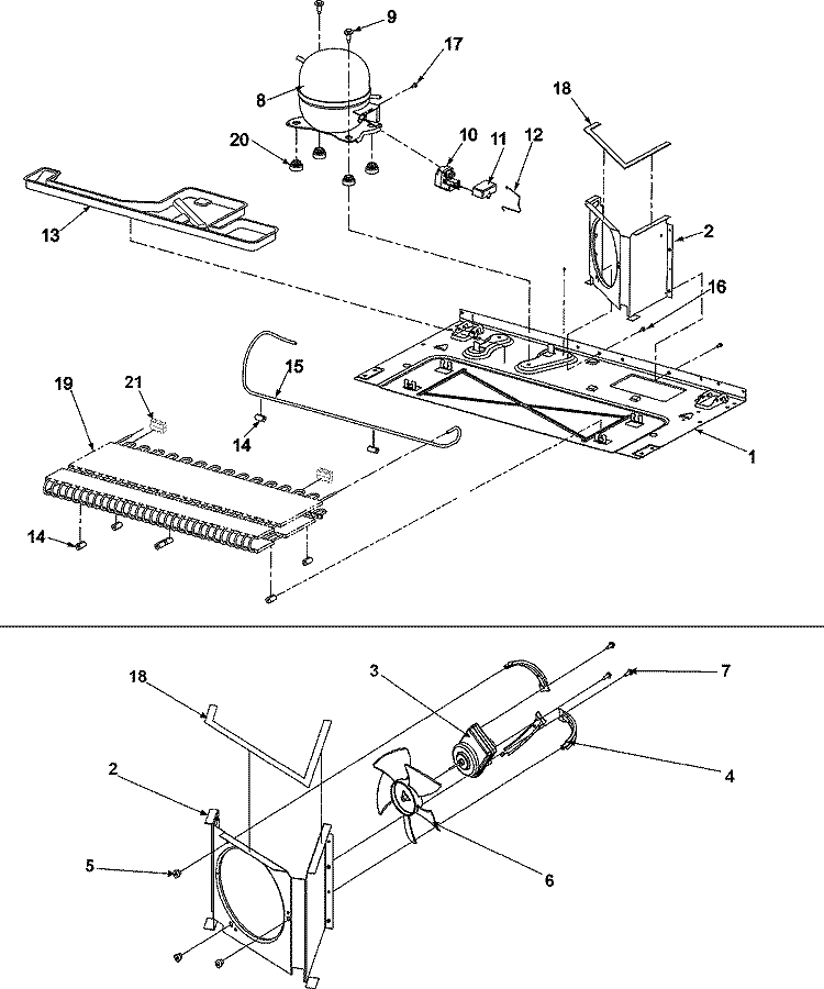 COMPRESSOR Diagram and Parts List for AFC2033DRB  Amana Refrigerator