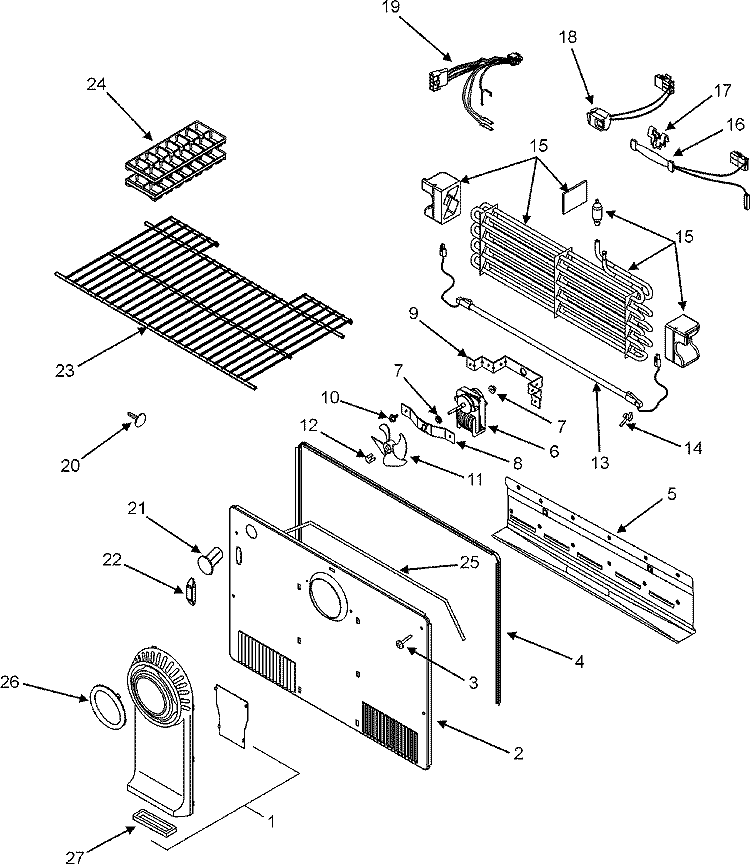 FREEZER COMPARTMENT Diagram and Parts List for CTB1826ARB  Magic Chef Refrigerator